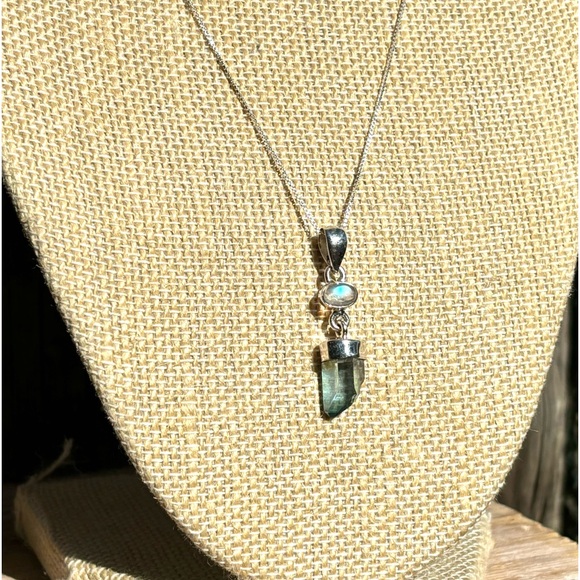 Aqua Aura Quartz & Moonstone Necklace - Picture 11 of 16